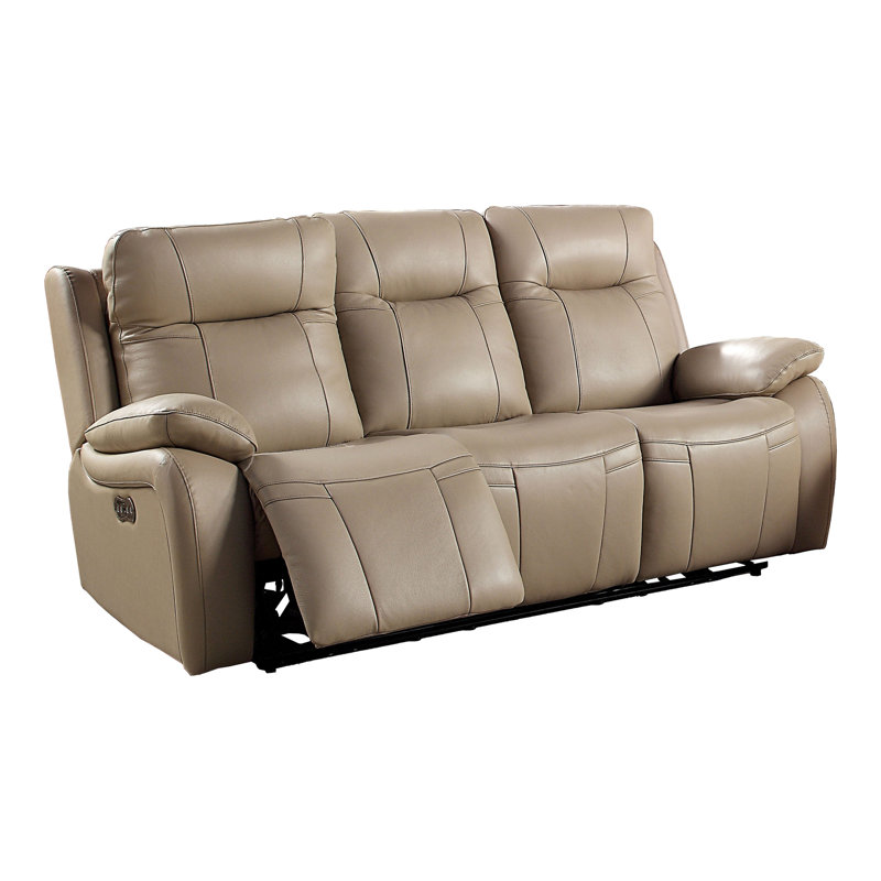 The Twillery Co.® Araujo 79.13" Genuine Leather Pillow Top Arm